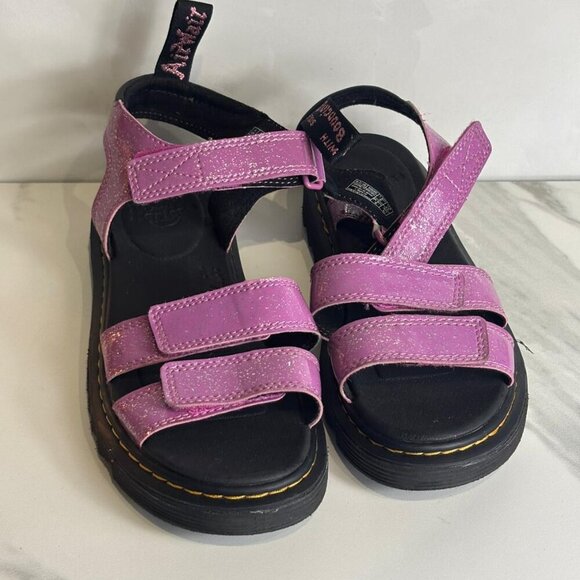 Dr.Martens Junior Klaire Unisex Glitter Sandals Pink Size 5 - Picture 1 of 10